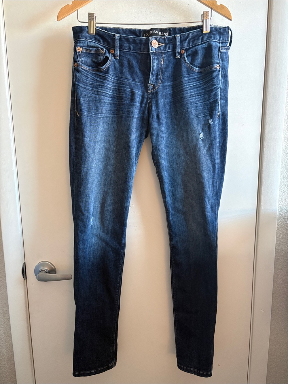 Express Women's Ankle Skinny Stella Low Rise Jeans in Dark Indigo Wash SZ 8R